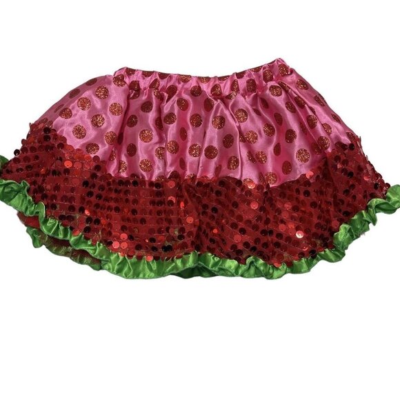 STRAWBERRY SHORTCAKE  Sequin Polka Dot Tutu Girls CS (4-6) Pink Multi  Dance NWT - Picture 2 of 14